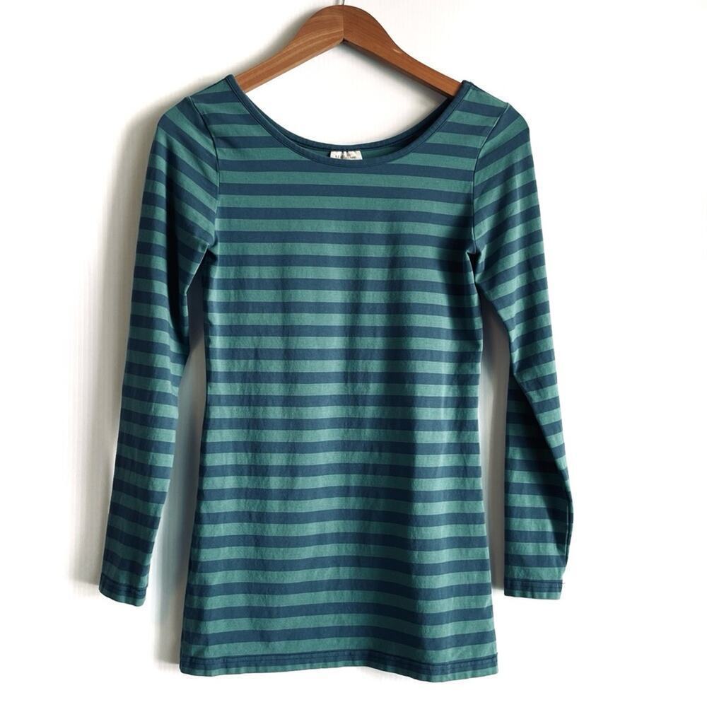 Matilda Jane striped shirt size small teal stripes